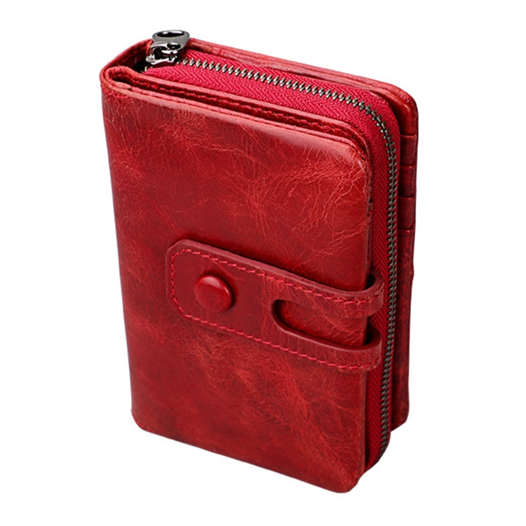 3577 Antimagnetic RFID Men and Women Crazy Horse Texture Leather Zipper Wallet (Red) - Antimagnetic RFID Package by PMC TechLife | Online Shopping South Africa | PMC TechLife | Buy Now Pay Later Mobicred
