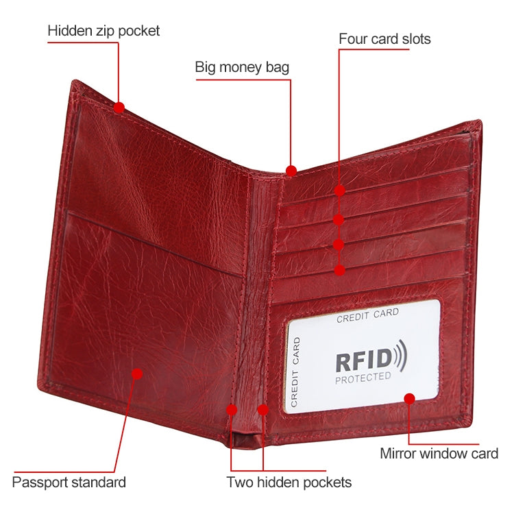 8235 Antimagnetic RFID Multi-function Crazy Horse Texture Leather Wallet Passport Bag(Blue) - free shipping - PMC TechLife - Order now!
