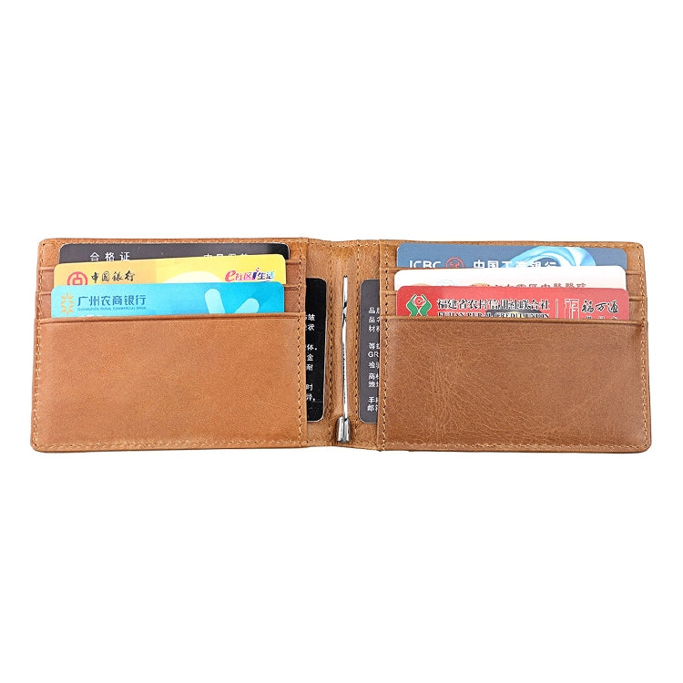 9037 Antimagnetic RFID Crazy Horse Texture Leather Wallet Billfold for Men and Women(Yellowish-brown) - free shipping - PMC TechLife - Order now!