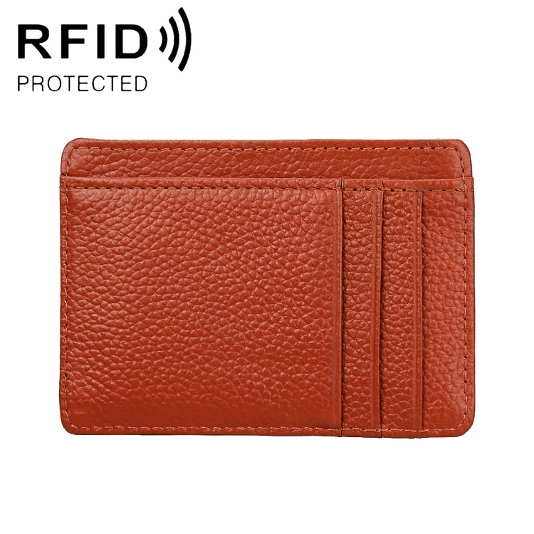 KB37 Antimagnetic RFID Litchi Texture Leather Card Holder Wallet Billfold for Men and Women (Brown) - Antimagnetic RFID Package by PMC TechLife | Online Shopping South Africa | PMC TechLife | Buy Now Pay Later Mobicred