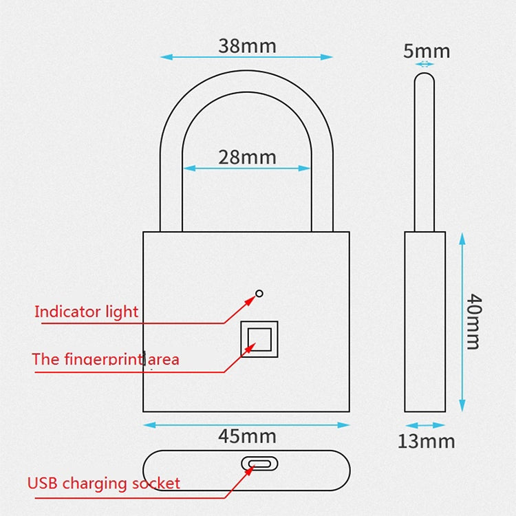 Stainless Steel Automatic Intelligent Fingerprint Padlock Electronic Lock, 10 Fingerprint Edition(Black) - Padlocks by PMC TechLife | Online Shopping South Africa | PMC TechLife | Buy Now Pay Later Mobicred