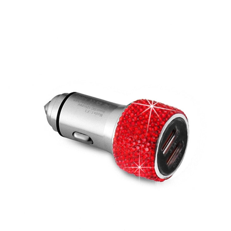 Car Diamond Aluminium Alloy QC3.0 Dual USB Quick Charger(Red) - free shipping - PMC TechLife - Order now!