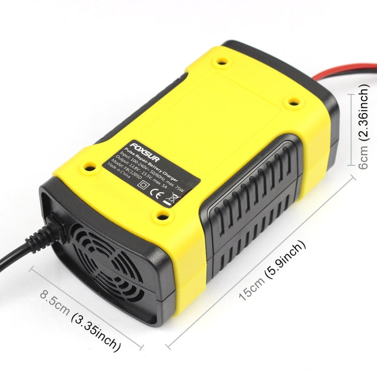 FOXSUR 12V 6A Intelligent Universal Battery Charger for Car Motorcycle, Length: 55cm, EU Plug(Yellow) - free shipping - PMC TechLife - Order now!