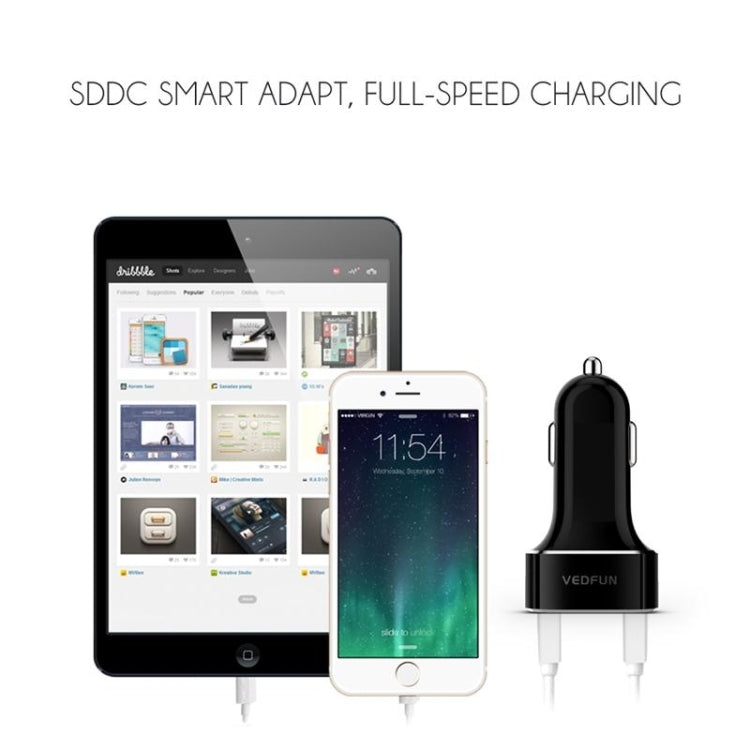 VEDFUN TurboDrive C210 Dual Ports Quick Charge 3.0 + SDDC Technology USB Car Charger for Smartphones and Tablets - Car Charger by VEDFUN | Online Shopping South Africa | PMC TechLife