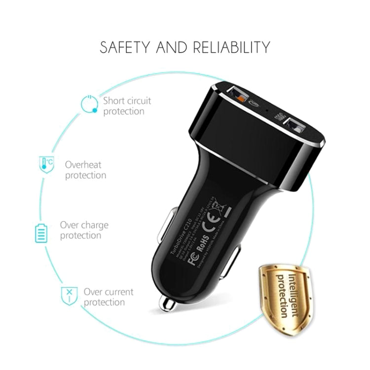 VEDFUN TurboDrive C210 Dual Ports Quick Charge 3.0 + SDDC Technology USB Car Charger for Smartphones and Tablets - Car Charger by VEDFUN | Online Shopping South Africa | PMC TechLife