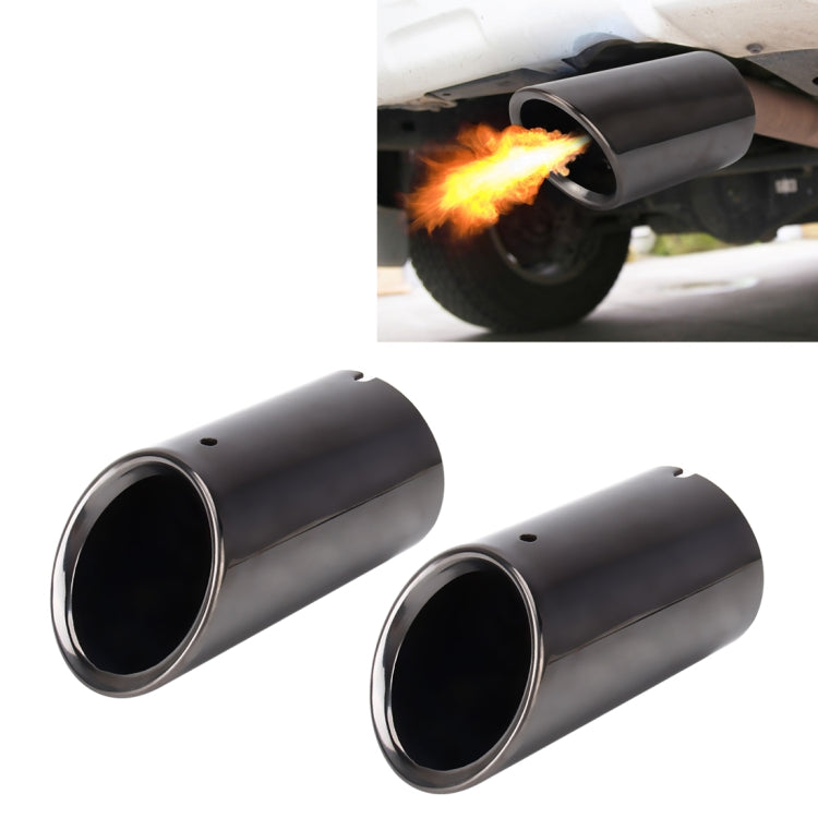 2 PCS Car Styling Stainless Steel Exhaust Tail Muffler Tip Pipe for VW Volkswagen 1.8T/2T Swept Volume, Audi A1/A3/A4L/Q3/Q5(Black) - Exhaust Pipes by PMC TechLife | Online Shopping South Africa | PMC TechLife
