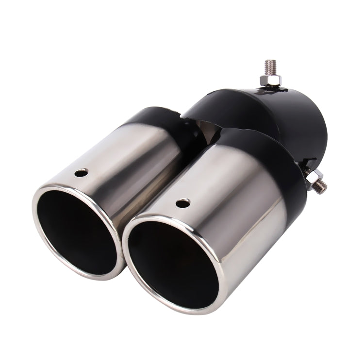 Universal Car Styling Stainless Steel Curved Double Outlets Exhaust Tail Muffler Tip Pipe(Black) - Exhaust Pipes by PMC TechLife | Online Shopping South Africa | PMC TechLife