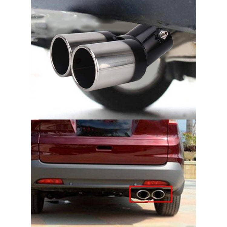 Universal Car Styling Stainless Steel Curved Double Outlets Exhaust Tail Muffler Tip Pipe(Black) - Exhaust Pipes by PMC TechLife | Online Shopping South Africa | PMC TechLife