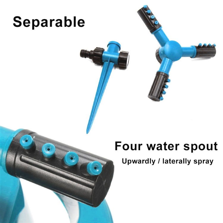 Automatic 360 Rotating Adjustable Garden Water Sprinklers Lawn Irrigation System with 3 Arm Sprayers and Spike Base(Blue) - free shipping - PMC TechLife - Order now!