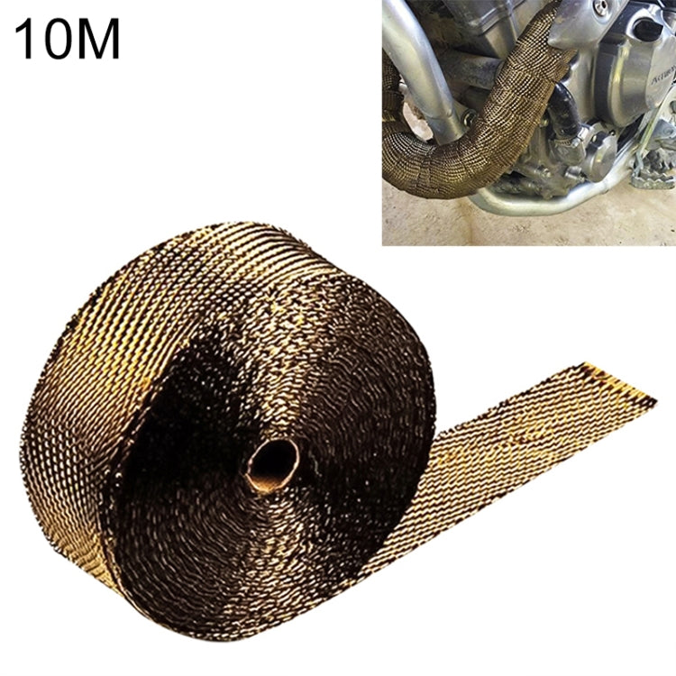 10m Titanium Gold Exhaust Wrap Auto Motor Exhaust Heat Shield Wrap Heat Resistant Wrap - Exhaust Pipes by PMC TechLife | Online Shopping South Africa | PMC TechLife