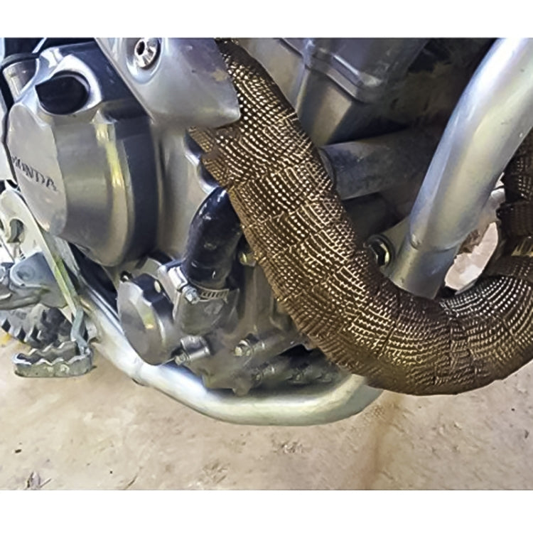 10m Titanium Gold Exhaust Wrap Auto Motor Exhaust Heat Shield Wrap Heat Resistant Wrap - Exhaust Pipes by PMC TechLife | Online Shopping South Africa | PMC TechLife