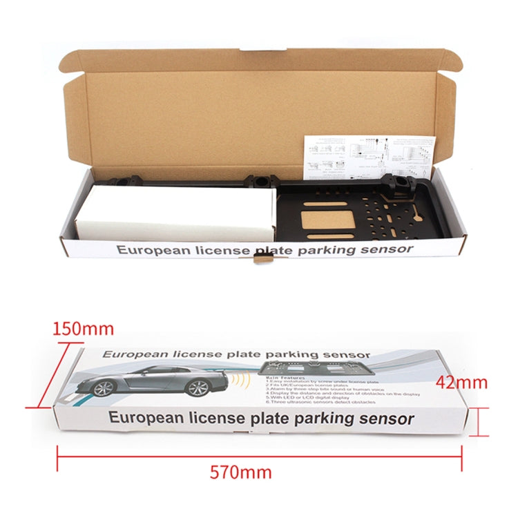 PZ300L Europe Car License Plate Frame Parking Sensors Reversing Radar with 3 Radar Detector - Rear View Cameras by PMC TechLife | Online Shopping South Africa | PMC TechLife