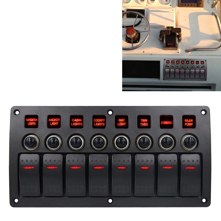 3Pin 8 Way Switches Combination Switch Panel with Light and Projector Lens for Car RV Marine Boat - Car Switches by PMC TechLife | Online Shopping South Africa | PMC TechLife