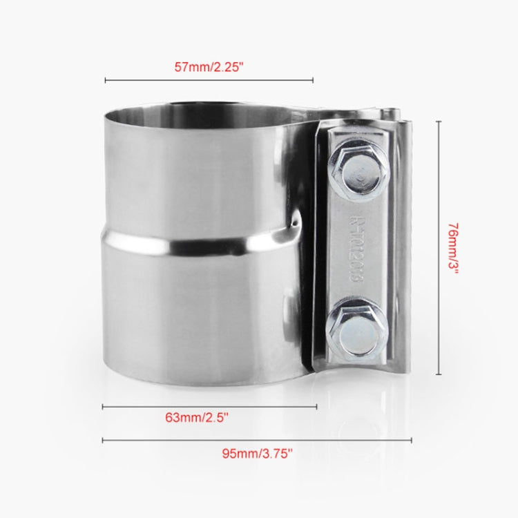 2.5 inch Car Turbo Exhaust Downpipe Stainless Steel Lap Joint Band Clamp - Booster Cable & Clip by PMC TechLife | Online Shopping South Africa | PMC TechLife
