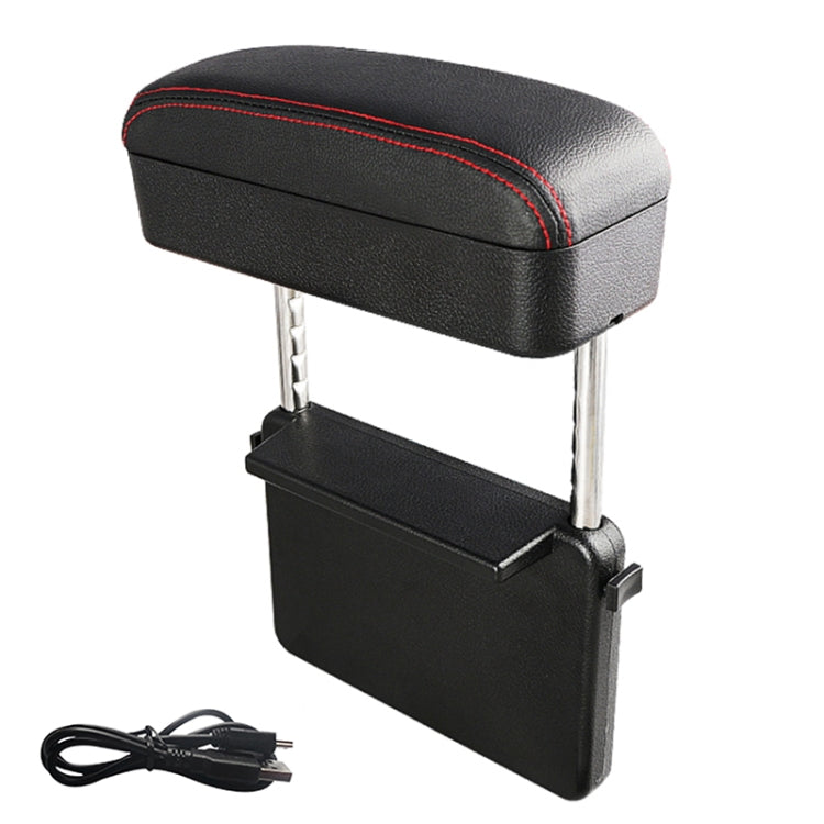Universal Car Wireless Qi Standard Charger PU Leather Wrapped Armrest Box Cushion Car Armrest Box Mat with Storage Box (Black Red) - free shipping - PMC TechLife - Order now!