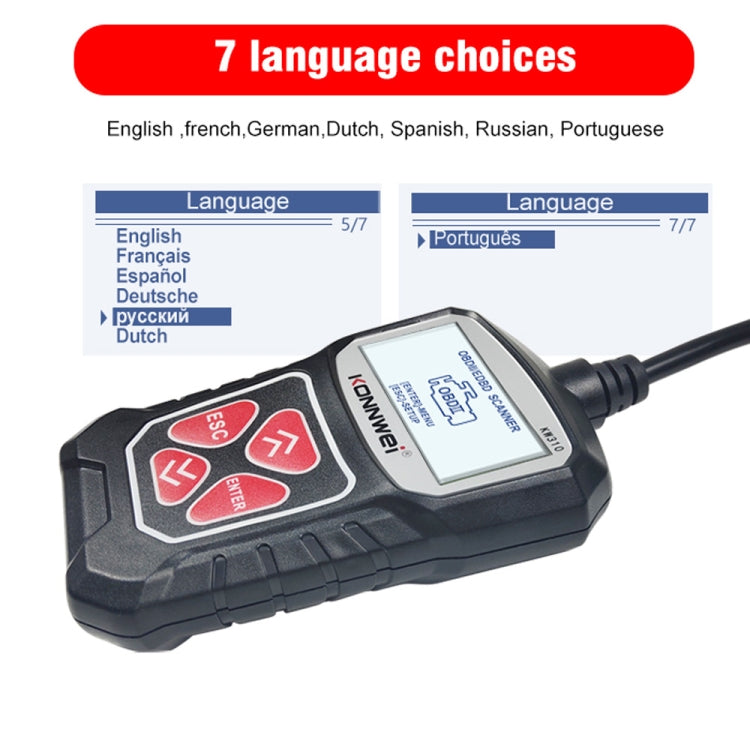 KONNWEI KW310 OBD Car Fault Detector Code Reader ELM327 OBD2 Scanner Diagnostic Tool(Black) - Code Readers & Scan Tools by KONNWEI | Online Shopping South Africa | PMC TechLife | Buy Now Pay Later Mobicred