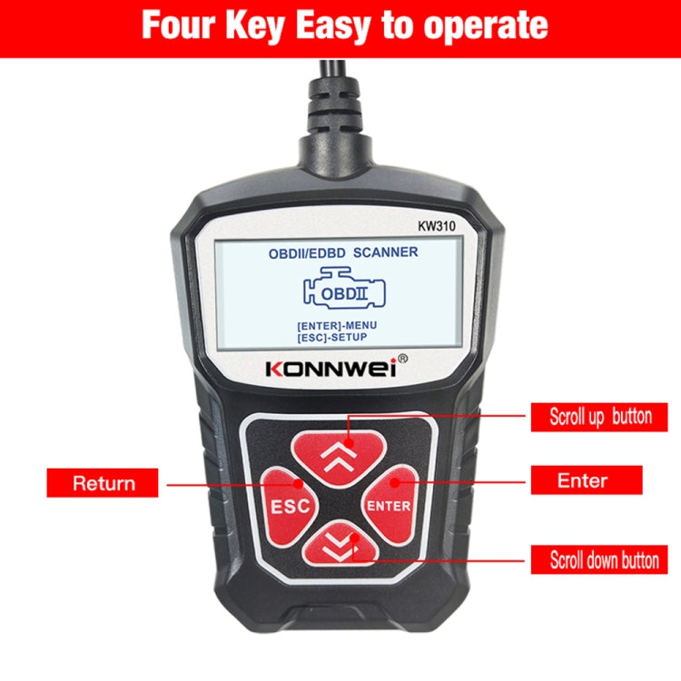 KONNWEI KW310 OBD Car Fault Detector Code Reader ELM327 OBD2 Scanner Diagnostic Tool(Black) - Code Readers & Scan Tools by KONNWEI | Online Shopping South Africa | PMC TechLife | Buy Now Pay Later Mobicred