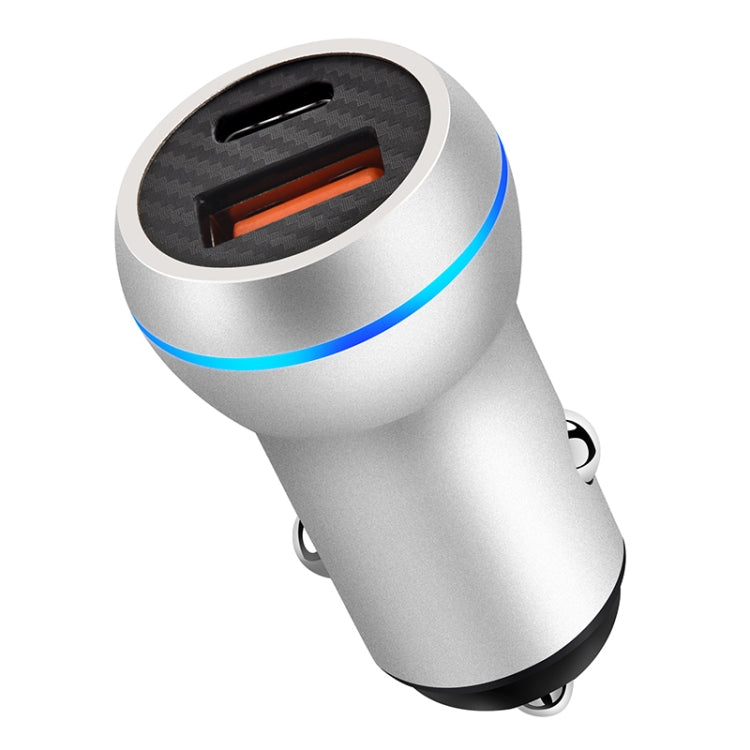ACC-581 PD 20W + QC3.0 Type-C / USB-C + USB Fast Charging Car Charger (Silver) - Car Charger by PMC TechLife | Online Shopping South Africa | PMC TechLife