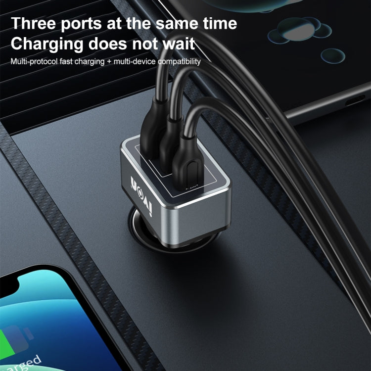 IVON CC43 45W PD 3.0 Dual USB-C / Type-C + QC 3.0 USB Port Square Car Charger - Car Charger by IVON | Online Shopping South Africa | PMC TechLife | Buy Now Pay Later Mobicred