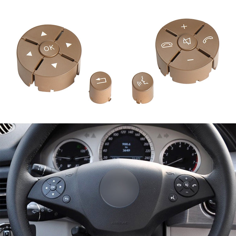 1 Pair Car Steering Wheel Switch Buttons Panel for Mercedes-Benz W204 2007-2014, Left Driving(Beige) - Car Switches by PMC TechLife | Online Shopping South Africa | PMC TechLife