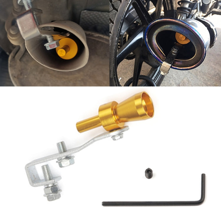 Universal Aluminum Turbo Sound Exhaust Muffler Pipe Whistle Car / Motorcycle Simulator Whistler, Size: S, Outside Diameter: 20mm(Gold) - free shipping - PMC TechLife - Order now!