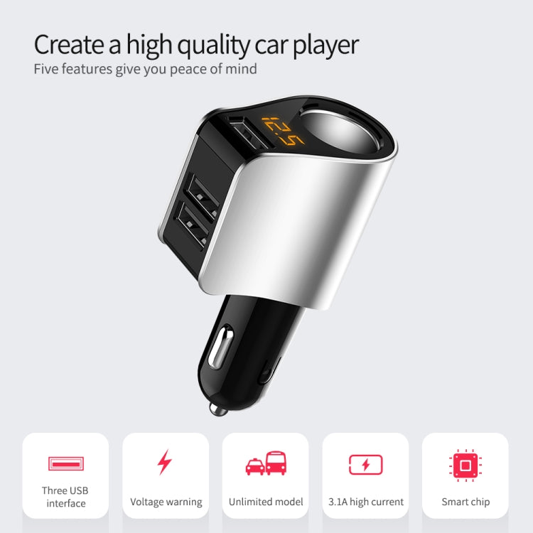 Car Multi-functional Three USB Charger Adapter 3 in 1 Fast Charger - Car Charger by PMC TechLife | Online Shopping South Africa | PMC TechLife