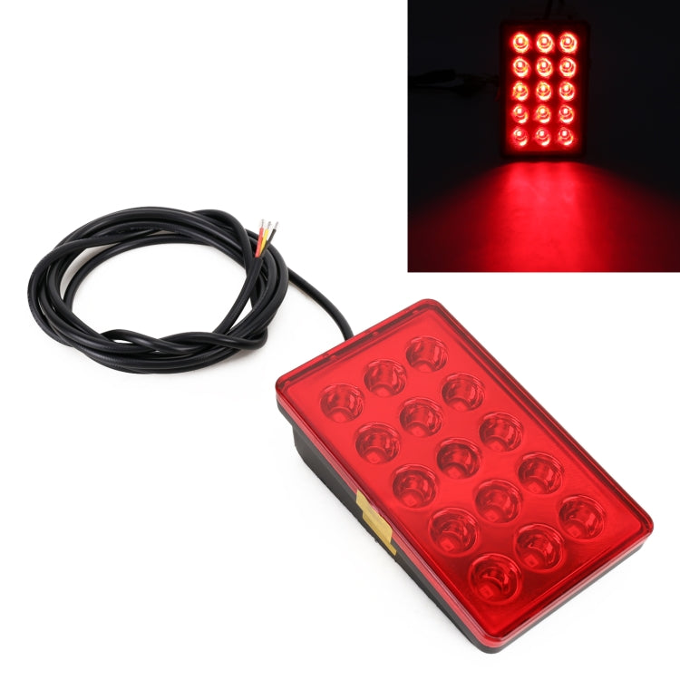 DC12V 1W Car Square Highlight Brake Lights Reversing Light with 15LEDs SMD-3528 (Red) - Brake Lights by PMC TechLife | Online Shopping South Africa | PMC TechLife