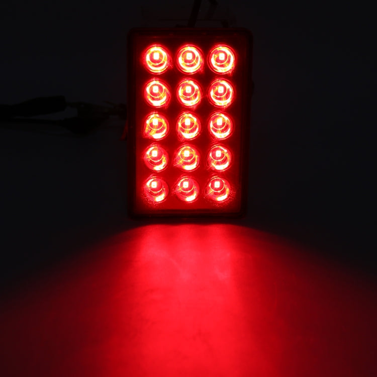 DC12V 1W Car Square Highlight Brake Lights Reversing Light with 15LEDs SMD-3528 (Red) - Brake Lights by PMC TechLife | Online Shopping South Africa | PMC TechLife