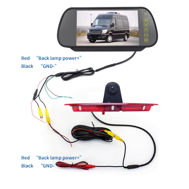 PZ466 Car Waterproof 170 Degree Brake Light View Camera + 7 inch Rearview Monitor for Ford Transit 2014-2015 - Rear View Cameras by PMC TechLife | Online Shopping South Africa | PMC TechLife