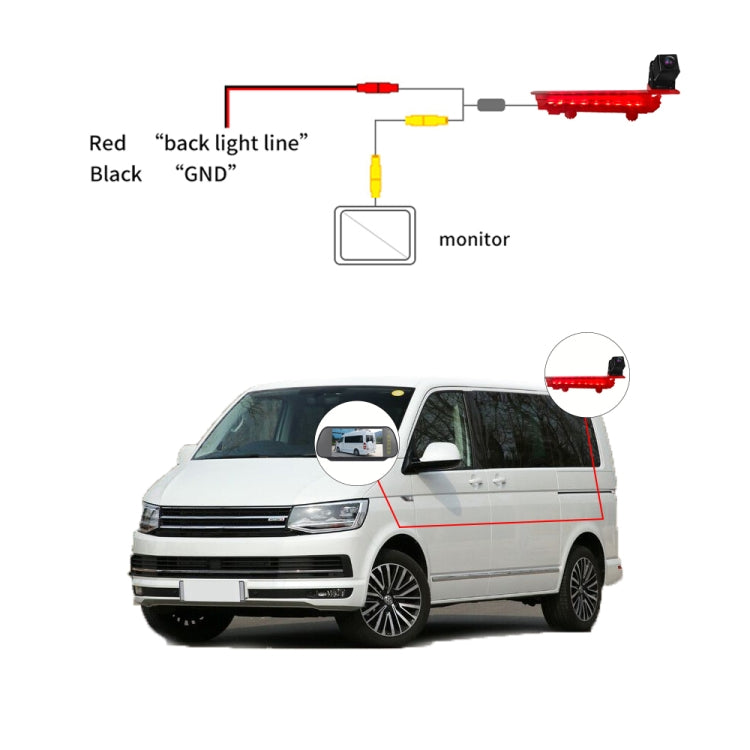 PZ470 Car Waterproof 170 Degree Brake Light View Camera for Volkswagen T5 / T6 2010-2017 - Rear View Cameras by PMC TechLife | Online Shopping South Africa | PMC TechLife