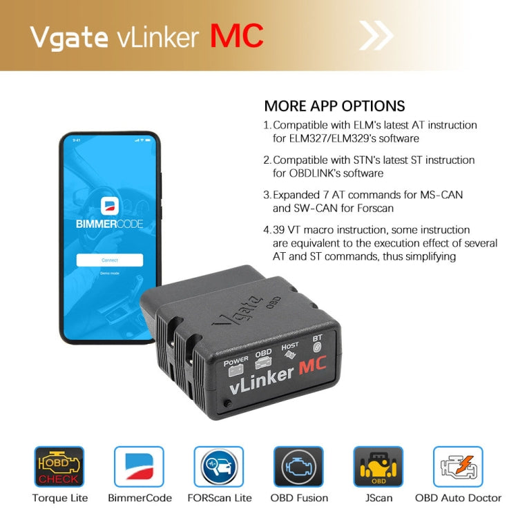 Vgate VLINKER MC V2.2 Bluetooth 3.0 Car OBD Fault Diagnosis Detector - free shipping - PMC TechLife - Order now!