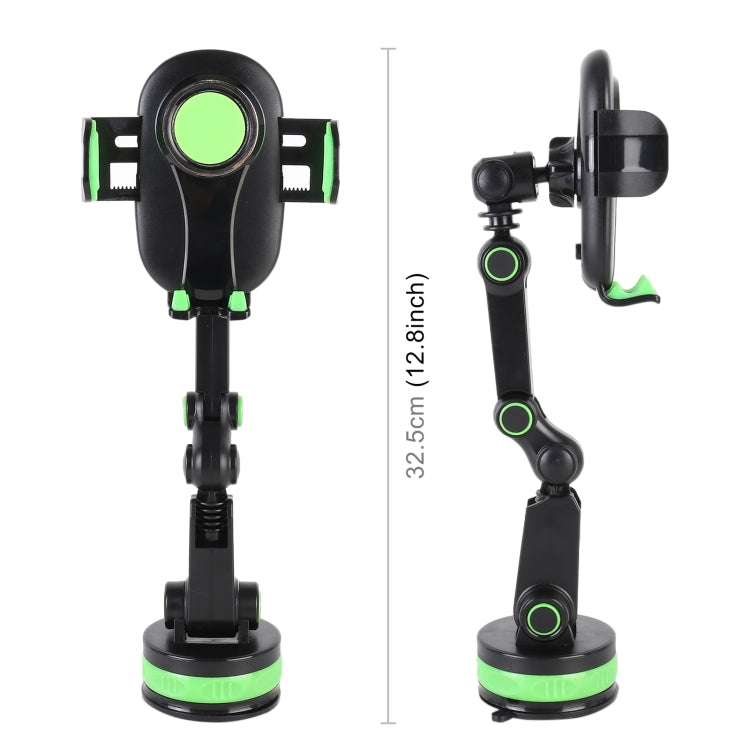 ZP-X0466 Car 360 Degree Rotating Telescopic Folding Round Suction Cup Mobile Phone Holder(Green) - Car Holders by PMC TechLife | Online Shopping South Africa | PMC TechLife