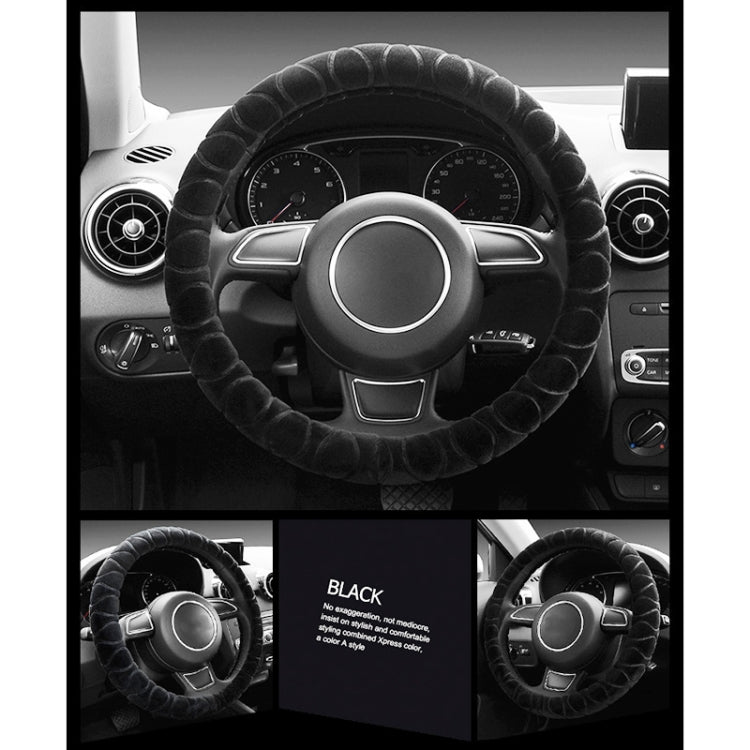 Car Universal Short Plush Warm Anti-skid Steering Wheel Cover, Adaptation Steering Wheel Diameter: 38cm (Black) - Steering Wheel Accessories by PMC TechLife | Online Shopping South Africa | PMC TechLife | Buy Now Pay Later Mobicred