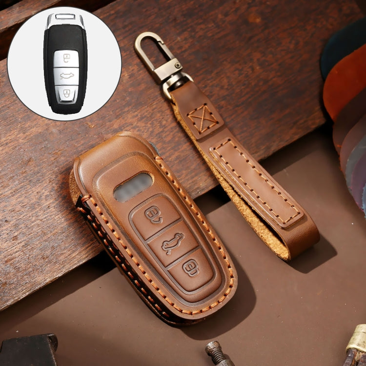 Hallmo Car Cowhide Leather Key Protective Cover Key Case for Audi A6L / A8L / A4 / A7 / A5 C Style(Brown) - free shipping - PMC TechLife - Order now!