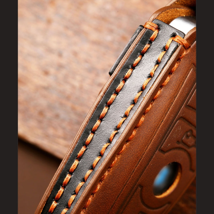 Hallmo Car Cowhide Leather Key Protective Cover Key Case for BMW Blade Style(Brown) - Car Key Cases by Hallmo | Online Shopping South Africa | PMC TechLife | Buy Now Pay Later Mobicred