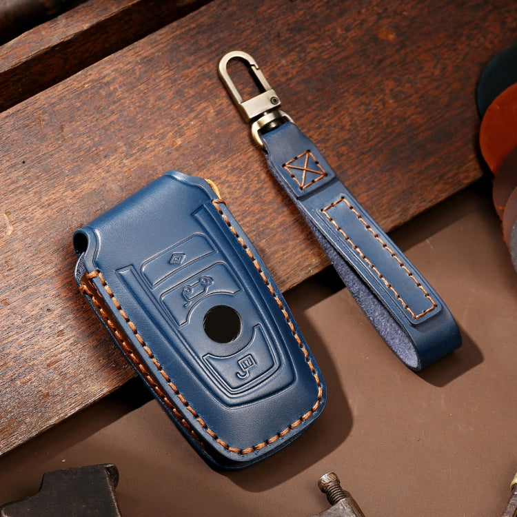 Hallmo Car Cowhide Leather Key Protective Cover Key Case for Old BMW(Blue) - free shipping - PMC TechLife - Order now!