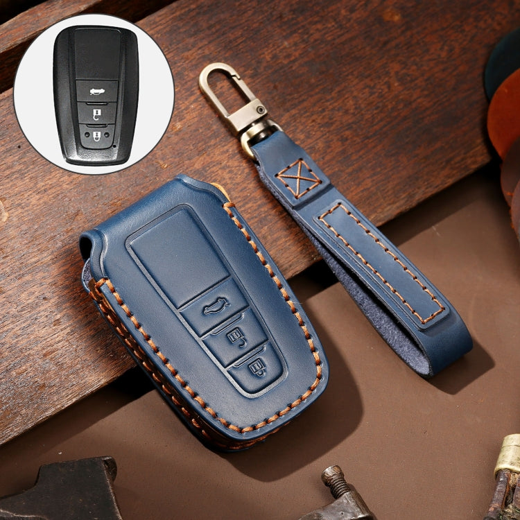 Hallmo Car Cowhide Leather Key Protective Cover Key Case for Toyota Corolla 2018 3-button(Blue) - free shipping - PMC TechLife - Order now!