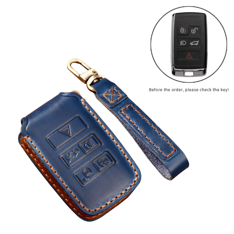 Hallmo Car Cowhide Leather Key Protective Cover Key Case for Land Rover Discovery 5 B Style(Brown) - Car Key Cases by Hallmo | Online Shopping South Africa | PMC TechLife | Buy Now Pay Later Mobicred