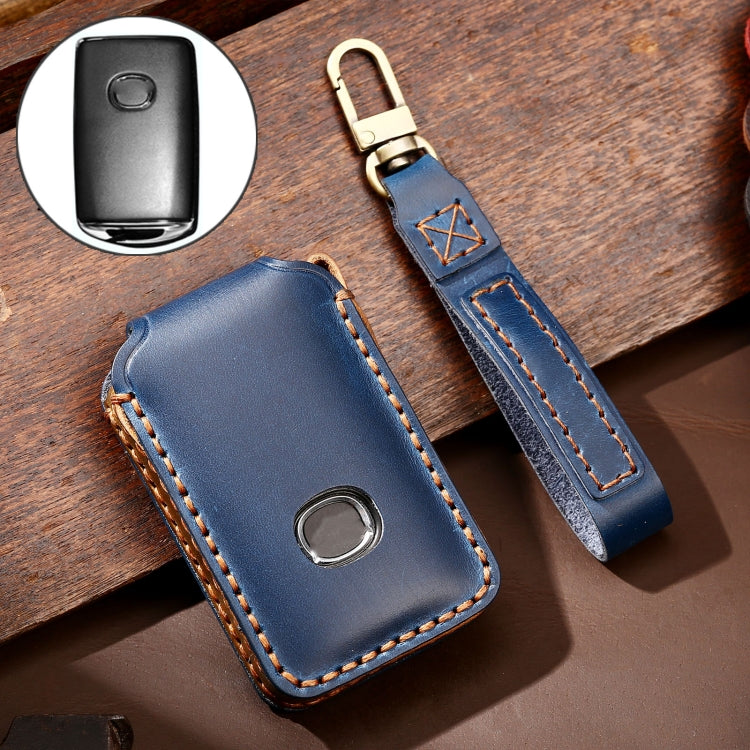 Hallmo Car Cowhide Leather Key Protective Cover Key Case for New Mazda Axela(Blue) - Car Key Cases by Hallmo | Online Shopping South Africa | PMC TechLife | Buy Now Pay Later Mobicred