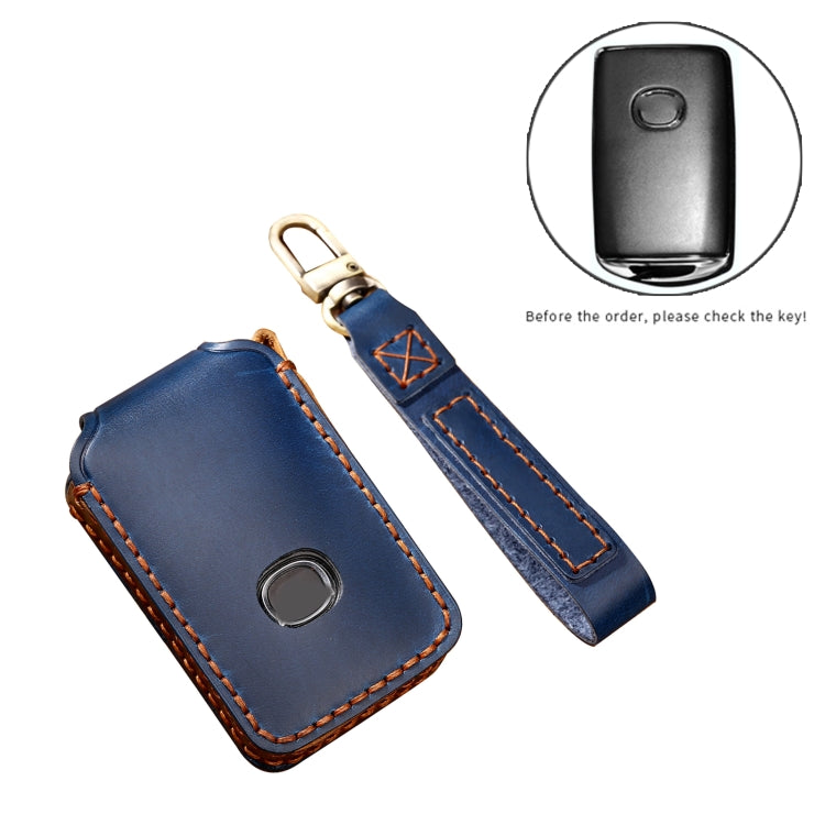 Hallmo Car Cowhide Leather Key Protective Cover Key Case for New Mazda Axela(Blue) - Car Key Cases by Hallmo | Online Shopping South Africa | PMC TechLife | Buy Now Pay Later Mobicred