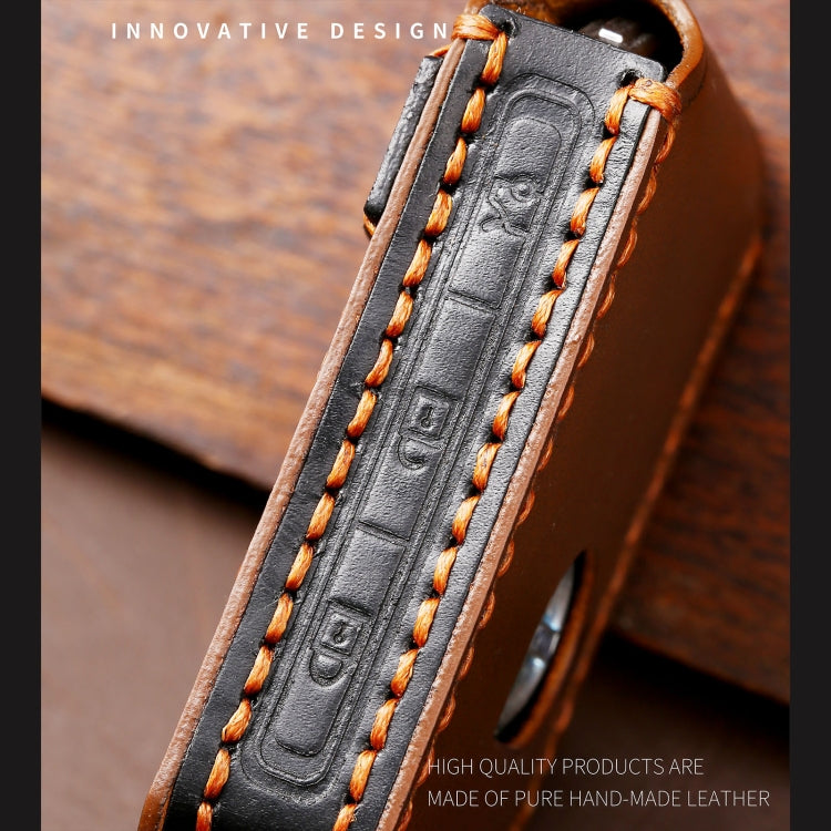 Hallmo Car Cowhide Leather Key Protective Cover Key Case for Volvo 5-button(Brown) - Car Key Cases by Hallmo | Online Shopping South Africa | PMC TechLife | Buy Now Pay Later Mobicred