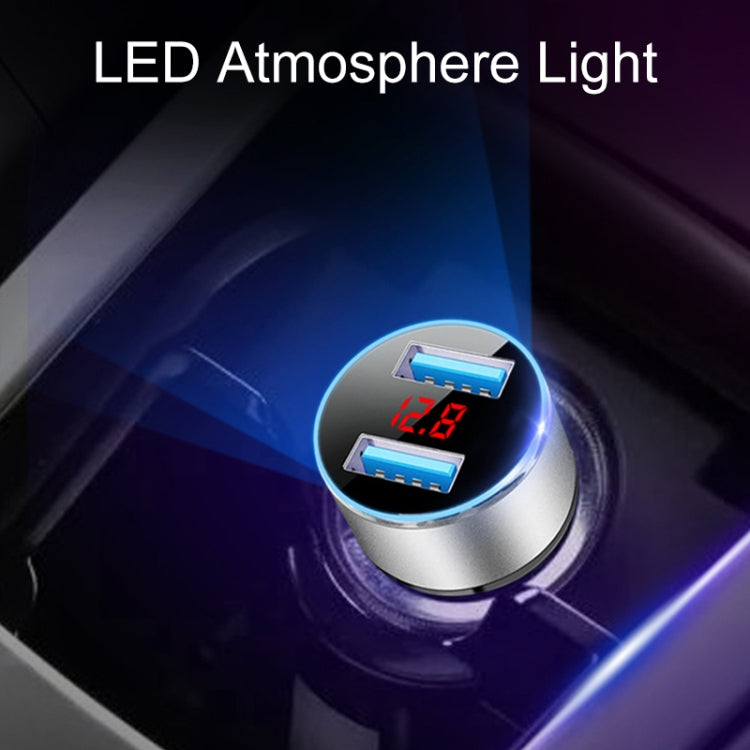 JMG-C016A 5 PCS 5V 3.1A Car Dual USB Charger with LED Display(Black) - Car Charger by PMC TechLife | Online Shopping South Africa | PMC TechLife