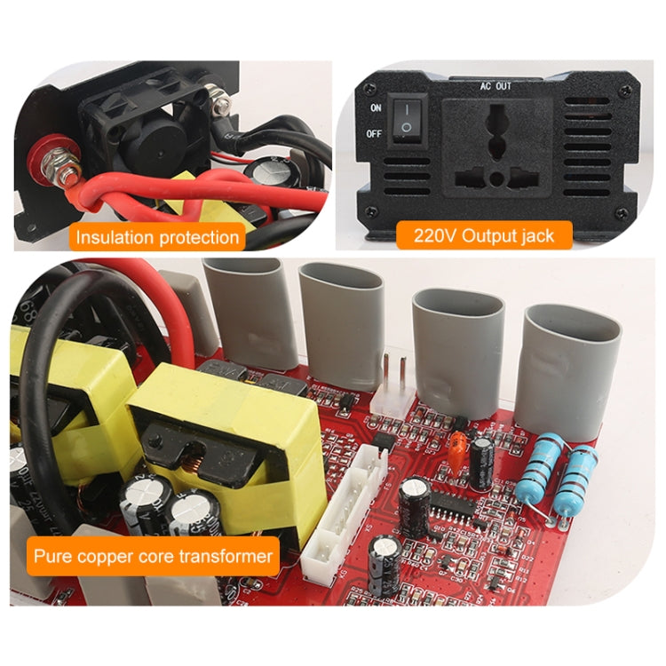 Carmaer 48V to 220V 2200W Three Socket Car Double Digital Display Inverter Household Power Converter - Modified Square Wave by PMC TechLife | Online Shopping South Africa | PMC TechLife