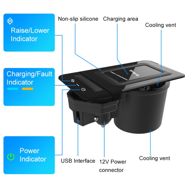 HFC-1052 Car Qi Standard Wireless Charger 15W / 10W Quick Charging for Audi A6L 2019-2022, Left Driving - Wireless Charging Pads by PMC TechLife | Online Shopping South Africa | PMC TechLife