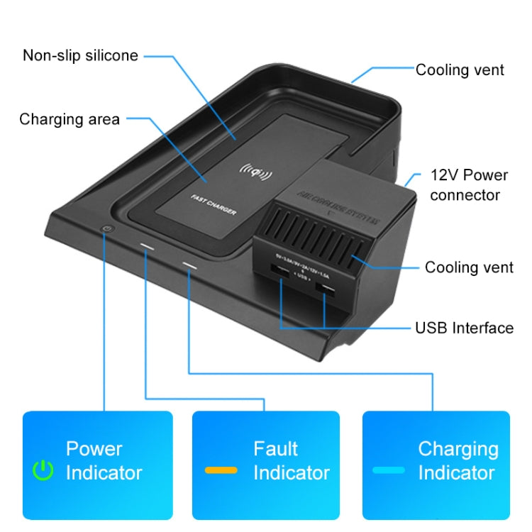 HFC-1002 Car Qi Standard Wireless Charger 10W Quick Charging for Honda Avancier / URV 2017-2020, Left Driving - Wireless Charging Pads by PMC TechLife | Online Shopping South Africa | PMC TechLife