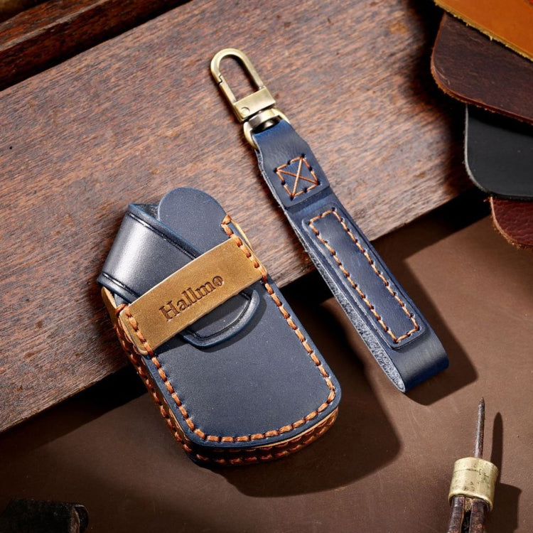 Hallmo Car Cowhide Leather Key Protective Cover for Volkswagen Golf 8(Blue) - free shipping - PMC TechLife - Order now!