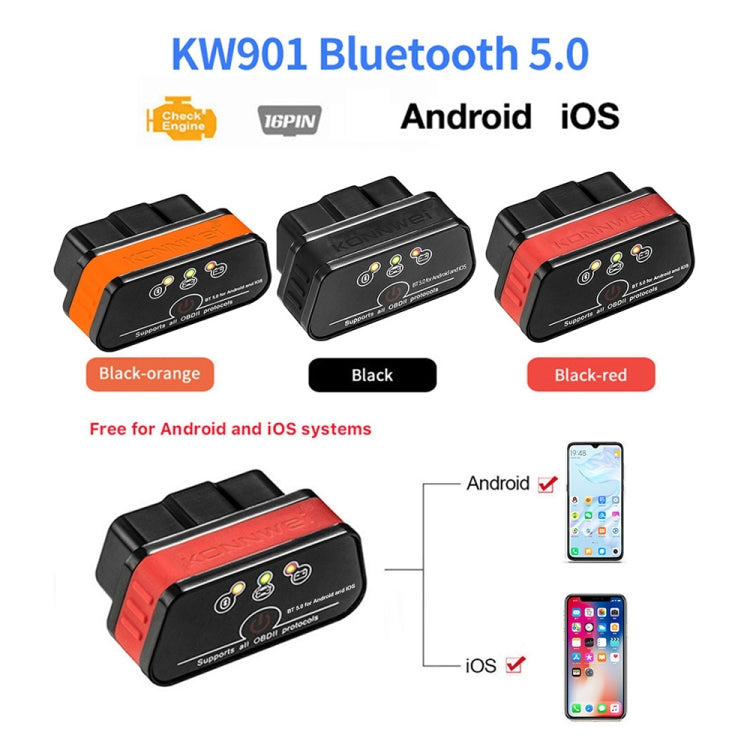 KONNWEI KW901 Android Phone OBD2 Car Bluetooth 5.0 Diagnostic Scan Tools(Orange) - Code Readers & Scan Tools by KONNWEI | Online Shopping South Africa | PMC TechLife | Buy Now Pay Later Mobicred