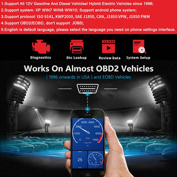 KONNWEI KW901 Android Phone OBD2 Car Bluetooth 5.0 Diagnostic Scan Tools(Red) - free shipping - PMC TechLife - Order now!