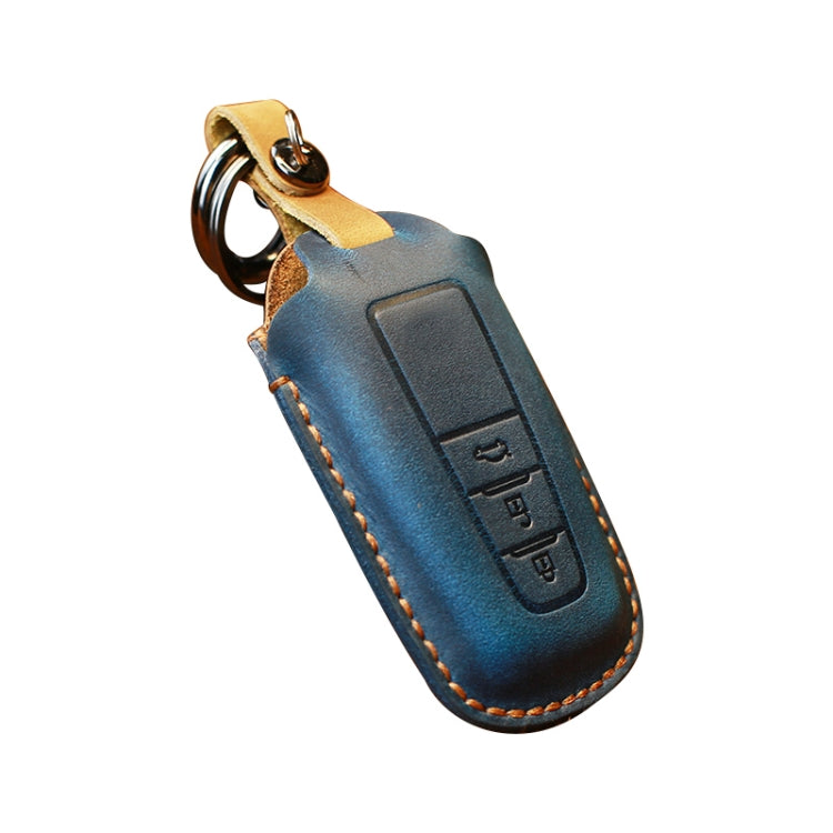 For Toyota Car Cowhide Leather Key Protective Cover Key Case, Three Keys Version (Blue) - Car Key Cases by PMC TechLife | Online Shopping South Africa | PMC TechLife