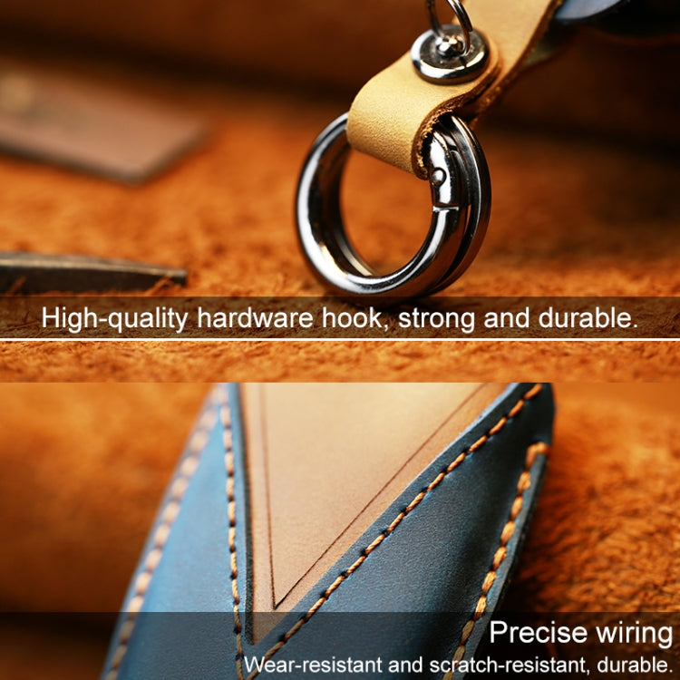 For Toyota Car Cowhide Leather Key Protective Cover Key Case, Three Keys Version (Blue) - Car Key Cases by PMC TechLife | Online Shopping South Africa | PMC TechLife